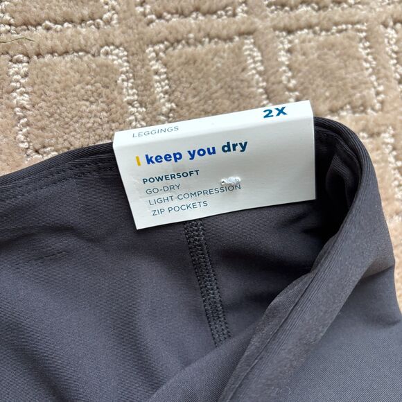 Old Navy PowerSoft Leggings Women's 2X Black Sheer Compression Pockets 7/8 Ankle - Picture 5 of 9